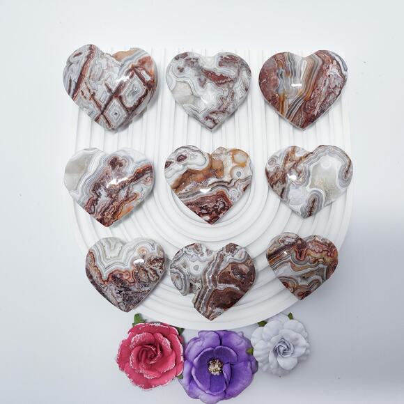 Mexican Lace Agate Heart Crystal Carving - Picture 3 of 9